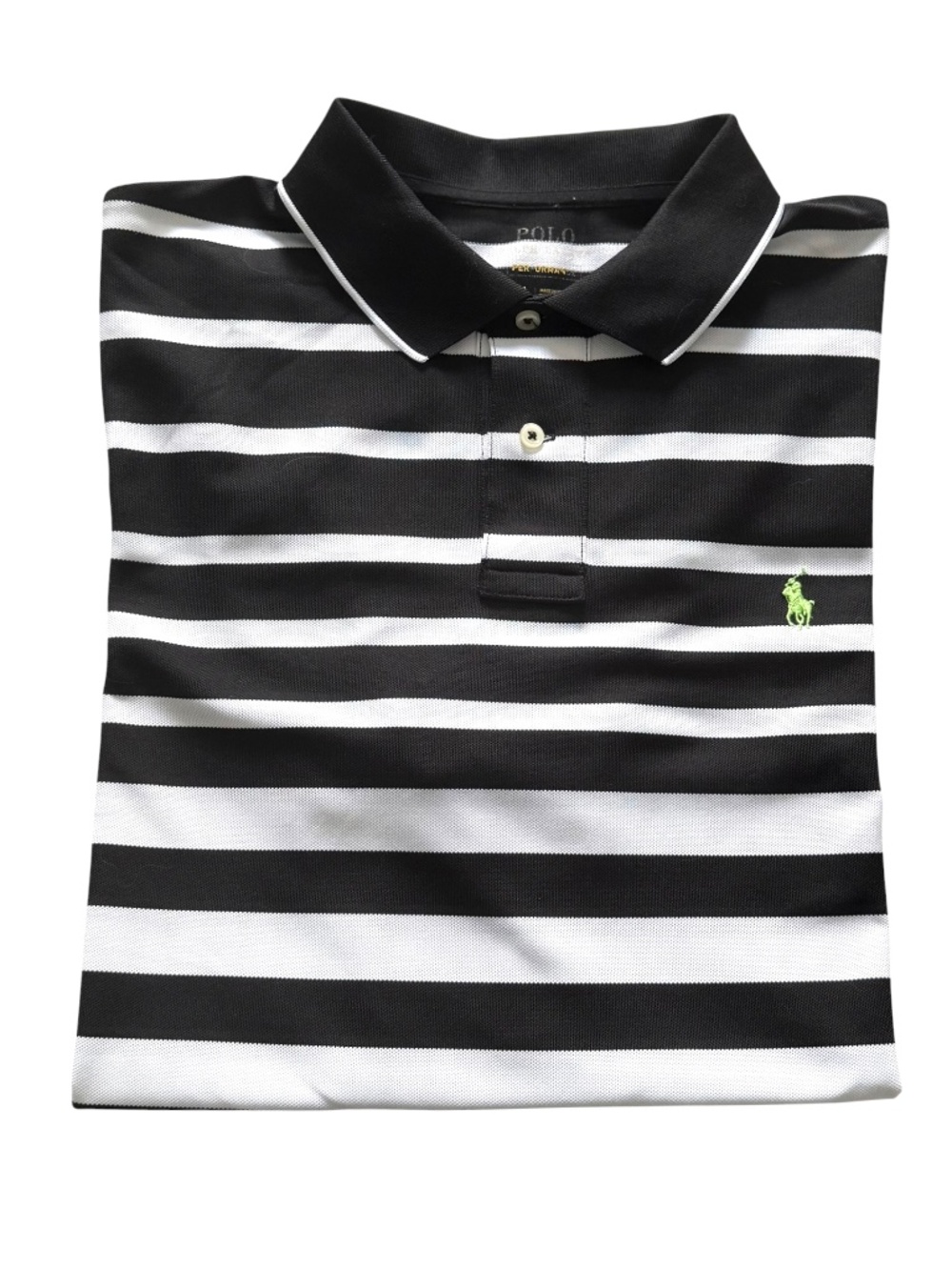 Polo Ralph Lauren Performance White & Black Stripe Polo Shirt XL Mens